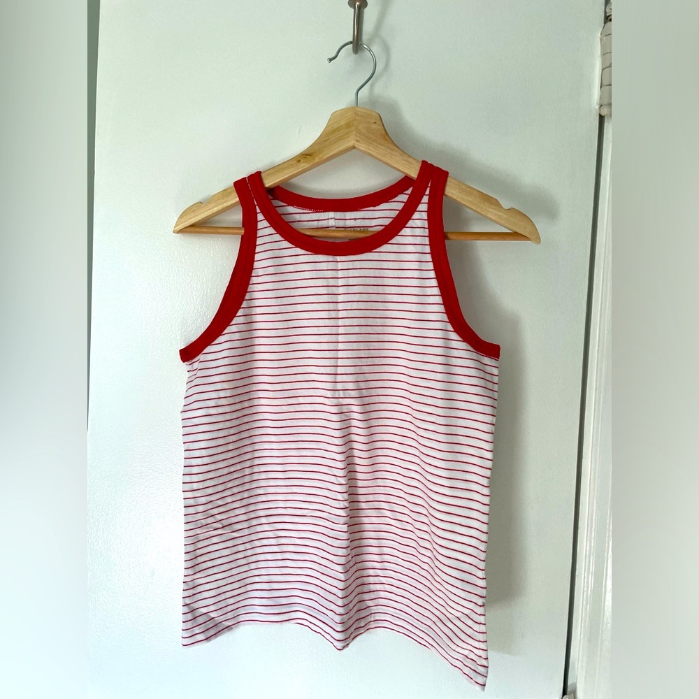 Everlane organic cotton tank top, red and white stripes. Barely worn